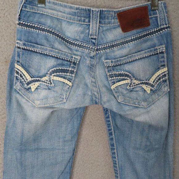 Big Star Jeans Women 23 Blue Sweet Ultra Low Rise Crop Denim Medium Wash Stretch - Picture 1 of 14